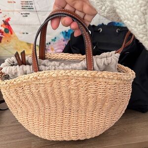 Stylish Tan Woven Basket Bag